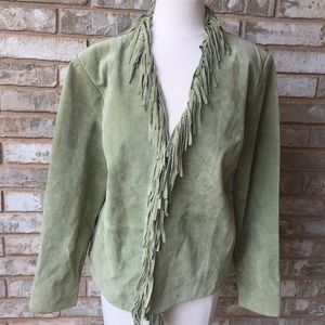Dialogue suede leather green jacket. NWOT